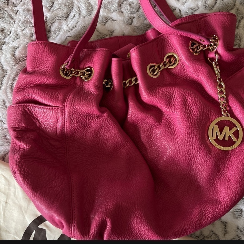 MICHAEL Kors Pink Leather Chain Excess Shoulder Bag - Picture 1 of 7